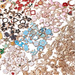Mixed Color 300 Pieces Wholesale Bulk Lots Jewelry Making Charms Pendant Mixed Shapes Alloy Enamel Charms for Jewelry Necklace Earring Making Crafts, Mixed Color, 13mm, Hole: 1.5mm