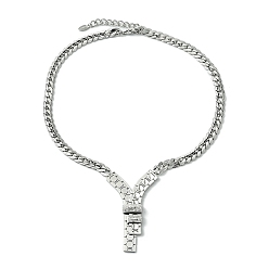 Stainless Steel Color 304 Stainless Steel with Cubic Zirconia Necklace, Stainless Steel Color, 18.46 inch(46.9cm)