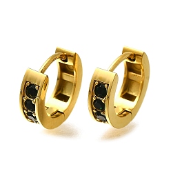 Изумруд 304 серьги из нержавеющей стали для женщин, со стразами, ионное покрытие (ip), кольцо, реальный 14 k позолоченный, изумруд, 13x4 мм