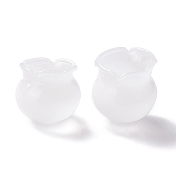 Blanc Perles de fleurs en verre soufflé à la main, campanule moyenne l, blanc, 18.5~20x20~20.5mm, Trou: 1~2mm