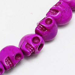 Magenta Synthetic Turquoise Beads Strands, Dyed, Skull, Magenta, 23x18x22mm, Hole: 1mm, about 90pcs/1000g