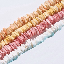 (52) Непрозрачная лаванда Природные морские раковины бисер нитей, окрашенные, квадратные бусины хейши, разноцветные, 1x4.5x4.5 мм, отверстие : 0.5 мм, 16.10~16.90'' (40.89~42.92 см