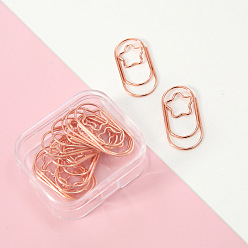Star Metal Paper Clips, Rose Gold, Oval, Star, 38x19mm