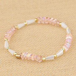 BC405-6 Unique Crystal and Gold Beaded Bracelet for Women - Elegant Handmade Jewelry