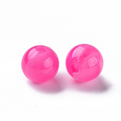 Deep Pink Acrylic Beads, Imitation Gemstone, Round, Deep Pink, 8mm, Hole: 1.8mm, about 2000pcs/500g