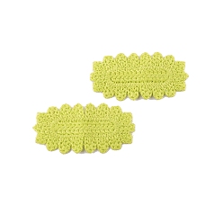 Yellow Green Polyester Oval Cabochons, for Hair Accessories Making, Yellow Green, 67x34mm