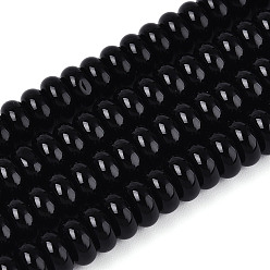 Черный Непрозрачные с напылением стеклянные бусины, рондель, чёрные, 6~6.5x3 мм, отверстие : 1 мм, около 103~118 шт / нитка, 14.57~14.96 дюйм (37~38 см)