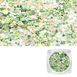 Light Green Nail Art Glitter Sequins, Manicure Decorations, DIY Sparkly Paillette Tips Nail, Light Green