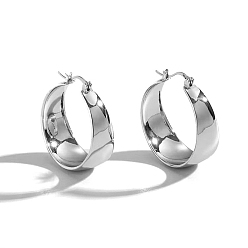 Platinum Titanium Steel Hoop Earrings, Rings, Platinum, 32.8x30.8mm