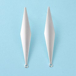 925 Sterling Silver Plated 201 Stainless Steel Stud Earring Findings, with Horizontal Loop and 316 Stainless Steel Pin, Rhombus, 925 Sterling Silver Plated, 46x8mm, Hole: 1.4mm, Pin: 0.7mm