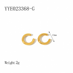 Настоящее золото 18K Французские винтажные серьги-манжеты из нержавеющей стали, реальный 18 k позолоченный, 13 мм