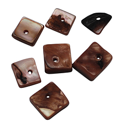 Coconut Brown Natural Freshwater Shell Beads, Dyed, Coconut Brown, Size: about 9mm long, 8mm wide, 3mm thick, hole: 2mm, about 1350pcs/500g