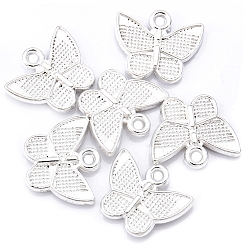 Silver Alloy Pendants, Butterfly, Silver, 11x13mm