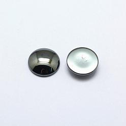 Dark Gray Non-Magnetic Synthetic Hematite Cabochons, Half Round/Dome, Gray, Dark Gray, 15x4mm