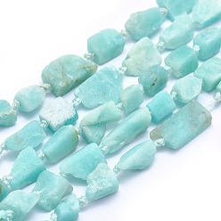 Amazonite Natural Amazonite Beads Strands, Nuggets, 5~13x4~8mm, Hole: 0.5mm, about 15.9 inch(40.5cm)