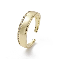 Настоящее золото 18K Покрытие стойки латунь микро паве цирконий открытые манжеты кольца, реальный 18 k позолоченный, размер США 7 1/2 (17.7 мм)