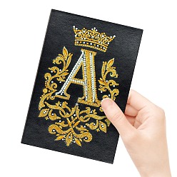 Letter A DIY 5D Diamond Painting Beginner Notebook Kits, including Resin Rhinestones Bag, Diamond Sticky Pen, Tray Plate and Glue Clay, Letter A, 210x150mm