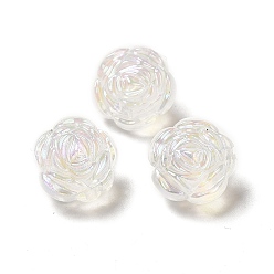 Clear UV Plating Transparent Rainbow Iridescent Acrylic Beads, Rose, Clear, 16x16.5x15mm, Hole: 2mm