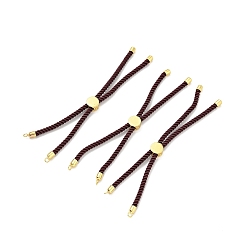 Sienna Half Finished Twisted Milan Rope Slider Bracelets, with Rack Plating Brass Cord Ends & Open Loop, Cadmium Free & Lead Free, for Connector Charm Bracelet Making, Golden, Sienna, 222~230x3mm