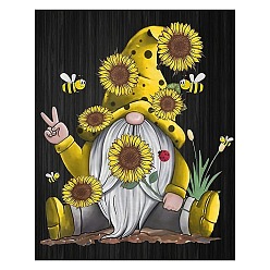 Yellow Gnome/Dwarf Sunflower Bees Pattern DIY Diamond Painting Kit, Including Resin Rhinestones Bag, Diamond Sticky Pen, Tray Plate and Glue Clay, Yellow, 400x300mm