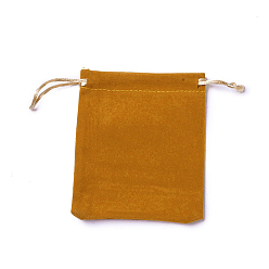 Goldenrod Velvet Packing Pouches, Drawstring Bags, Goldenrod, 15~15.2x12~12.2cm