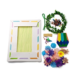 Colorful Creative DIY Flower Pattern Resin Button Art Kits, with Paper Frame, Pushpin, Iron Wire, Educational Craft Painting Sticky Toys for Kids, Colorful, 32.5x24x0.6cm, Hole: 3mm