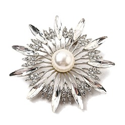 Серебро Брошь-булавки со стразами в виде подсолнуха, с пластиковой бисера, значок из сплава для рюкзака, серебряные, 45x45 мм