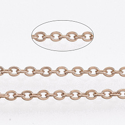 Розовое Золото 3.28 ножки 304 цепи из нержавеющей стали, пайки, Плоско-овальные, розовое золото , 3x2x0.5 мм