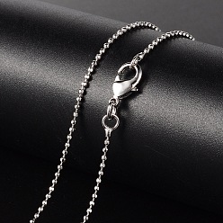 Platinum Brass Necklaces, Ball Chain, Faceted, with Lobster Clasp, Platinum, 18.11 inch(46cm), 1.2mm