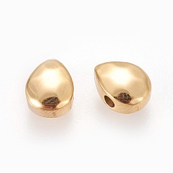 Golden Ion Plating(IP) 304 Stainless Steel Beads, teardrop, Manual Polishing, Golden, 8.5x6.5x4mm, Hole: 1.2mm