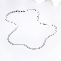 Stainless Steel Color Stainless Steel Herringbone Chain Necklace for Women, Stainless Steel Color, 17-3/4 inch(45cm)