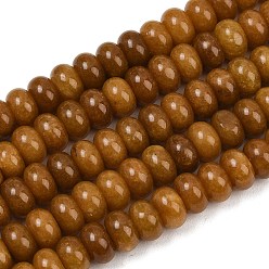 Saddle Brown Dyed Natural White Jade Beads Strands, Rondelle, Saddle Brown, 10x6mm, Hole: 1.2mm, about 63pcs/strand, 14.88''(37.8cm)
