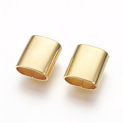 Real 24K Gold Plated 201 Stainless Steel Slide Charms, Oval, Real 24K Gold Plated, 10x9x4.5mm, Hole: 3.5x7.5mm