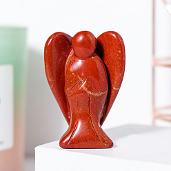 Red Jasper Natural Red Jasper Angel Figurine Display Decorations, Reiki Energy Stone Ornaments, 50x35mm
