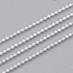 Серебро Латунные шаровые цепи, долговечный, пайки, с катушкой, без кадмия и без свинца, серебряные, 1 мм, около 32.8 футов (10 м) / рулон
