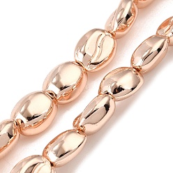 Светло-Золотое Покрытие Стеклянные бусины с гальваническим покрытием , Плоско-овальные, полное покрытие, свет позолоченные, 11x8.5x5 мм, отверстие : 0.8 мм, около 42 шт / нитка, 17.32'' (44 см)