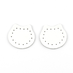 White Cattlehide Label Tags, Leather Patches, with Holes, for DIY Jeans, Bags, Shoes, Hat Accessories, Bear Head, White, 32x38x2mm