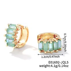 Синий Милые квадратные серьги-кольца из латуни с кубическим цирконием, модные универсальные аксессуары, золотые, синие, 7x12 мм