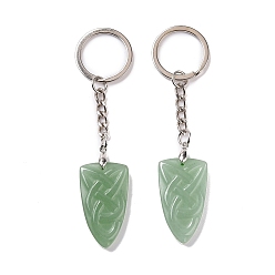 Зеленый Авантюрин Брелок с подвеской в виде матросского узла из натурального зеленого авантюрина, с латунным кольцом для ключей, 9.5 см