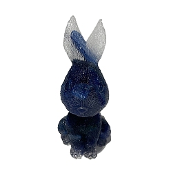 Kyanite Resin Rabbit Display Decoration, with Natural Kyanite Chips Inside for Home Office Desk Decoration, 45x50x95mm
