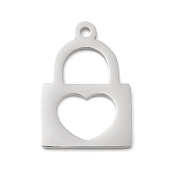 Нержавеющая Сталь Цвет 304 подвески из нержавеющей стали, лазерная резка, полирование, запирать, цвет нержавеющей стали, 19.5x13 мм