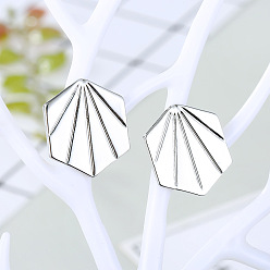 Hexagonal pattern Abstract leaf alloy earrings with Virgin Mary ear studs - Unique, Stylish, Religious.
