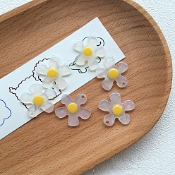 Yellow Cellulose Acetate(Resin) Pendants, Translucent Flower Charms, Yellow, 20x20mm