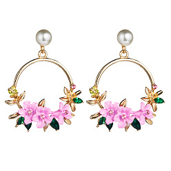 Pink Sweet Flower Earrings - Soft Clay Pearl Studs, Trendy Ear Accessories.