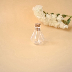 Clear Mini Glass Bottle, with Cork Plug, Wishing Bottle, Clear, 1.9x2.5cm