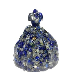Ляпис-Лазурь Украшение для показа платья из смолы, с натуральными чипсами из лазурита внутри статуй для украшения домашнего офиса, 80x80x85 мм