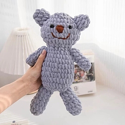 Gray DIY Bear Display Decoration Crochet Kit, Including Embroidery Needles & Thread, Gray, 10mm