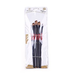 Black Nylon Hair Oil Paint Brush Pen, with Aluminium Tube, Black, 180~200x5~9mm, 5pcs/set