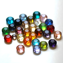 Mixed Color Imitation Austrian Crystal Beads, Grade AAA, Faceted, Flat Round, Mixed Color, 8x5mm, Hole: 0.9~1mm