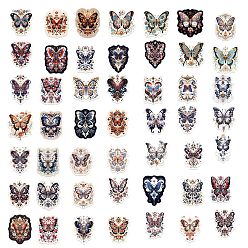 Mixed Color PVC Butterfly Sticker Labels, Self-adhesion, for Suitcase, Skateboard, Refrigerator, Helmet, Mobile Phone Shell, Mixed Color, 30~60mm, 50pcs/set